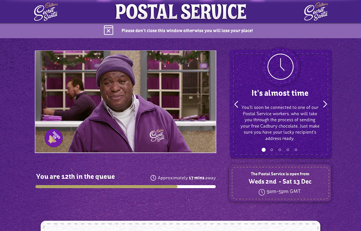 Image for carousel depicting the Cadbury Secret Santa postal service's process