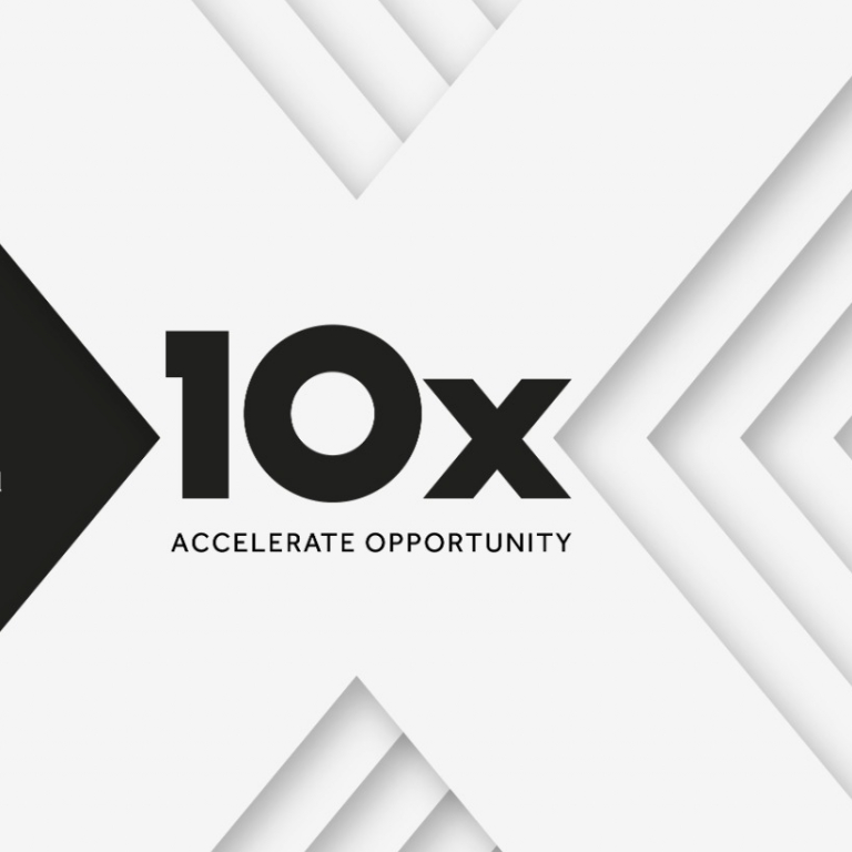 white repeated x motif with black text overlaid. text reads IPA ten multiply accelerate opportunity