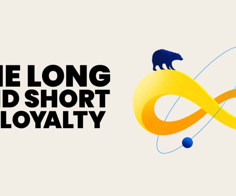 A girl and bear standing on an infinite loop symbolising the benefit of brand and loyalty