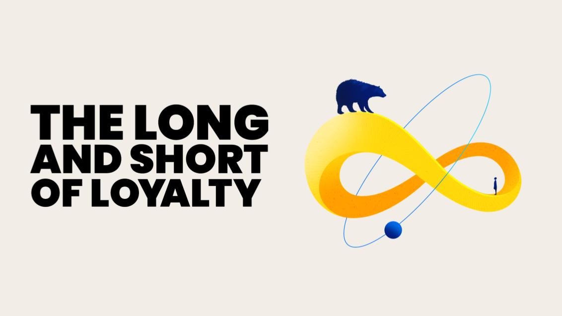 A girl and bear standing on an infinite loop symbolising the benefit of brand and loyalty