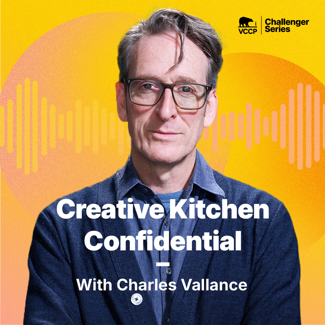 Charles Vallance, VCCP founder with orange background