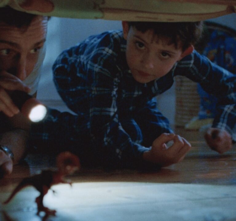 VCCP for Disney+ ad featuring a father and son looking under a bed for monsters