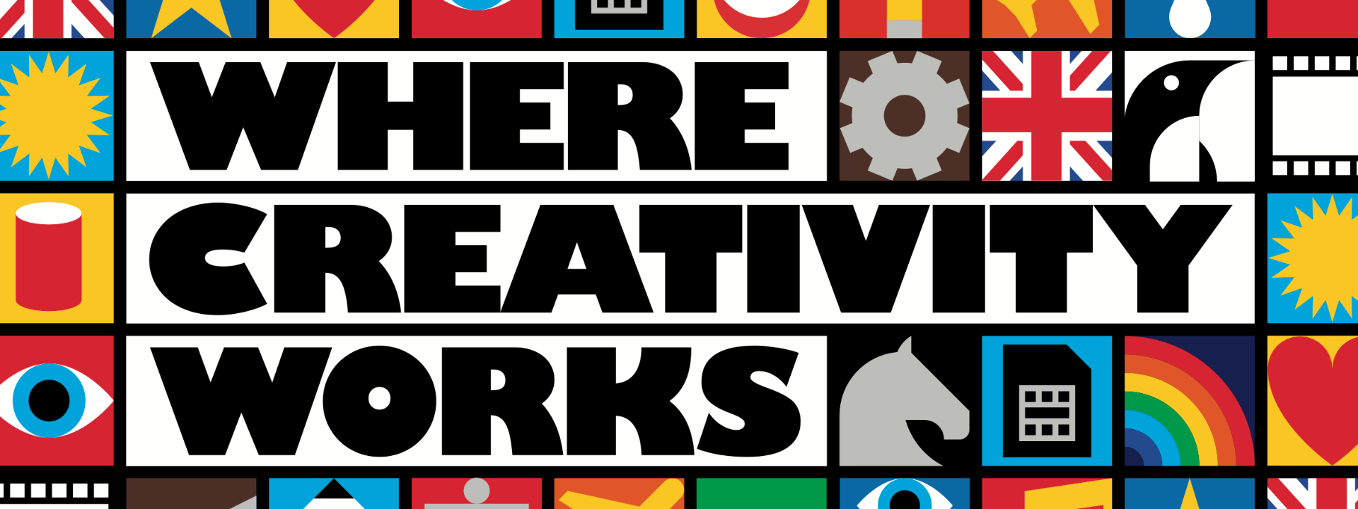 New campaign for UK Advertising 'Where Creativity Works' which includes colourful tiles that showcase different elements of advertising