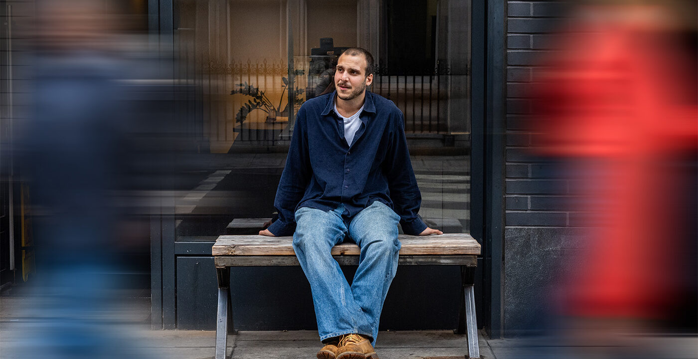 Gabriele Lanzafame sat on a bench outside