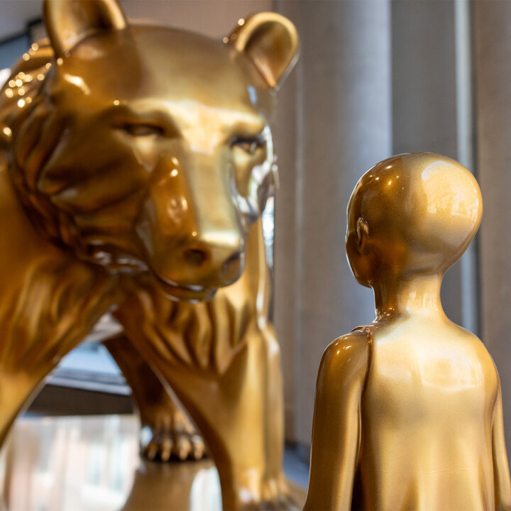 VCCP, Girl and Bear statue in bronze