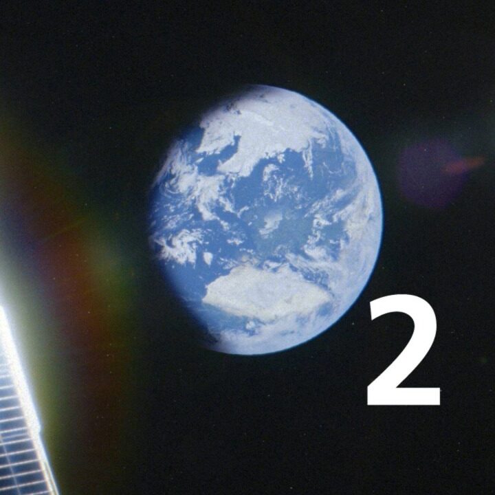 Image of earth in space with number 2 beside it for O2 campaign, VCCP