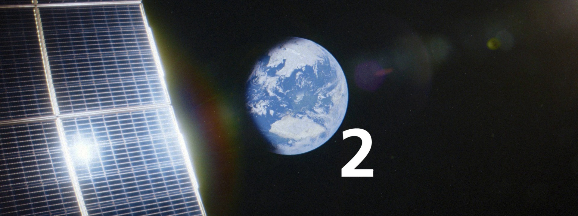 Image of earth in space with number 2 beside it for O2 campaign, VCCP