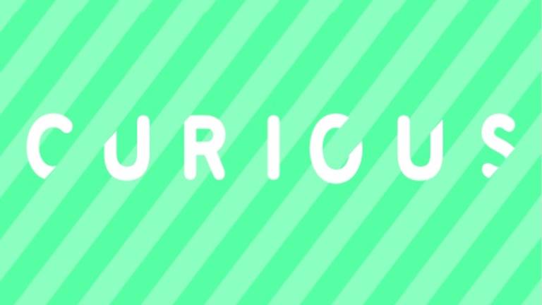 Green diagonal lines. text reads: curious