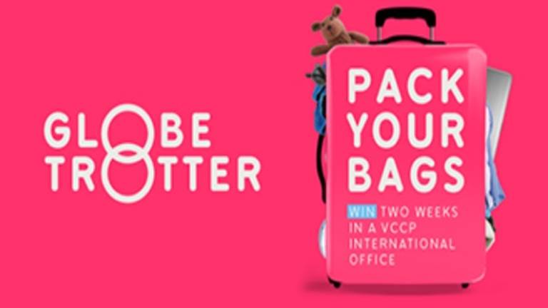 Pink suitcase. text reads: pack your bags