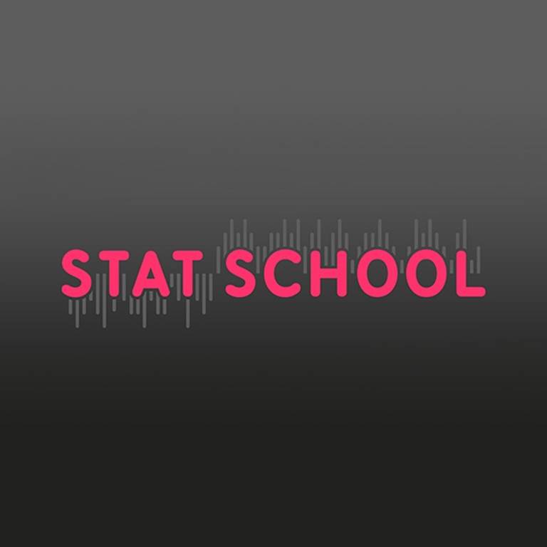 black background with pink text. text reads: stat school