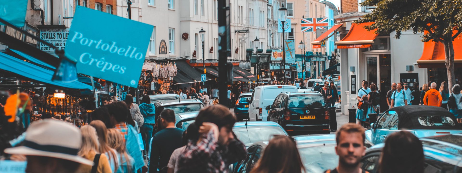 Busy street filled with people