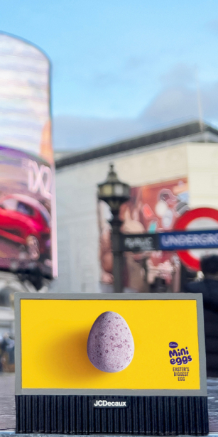 Cadbury Mini Eggs billboard in front of Picadilly Circus